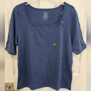 NWT L.L. Bean 100% Supima Cotton Women's Short Sleeve Blue Tee Size--Large